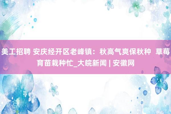 美工招聘 安庆经开区老峰镇：秋高气爽保秋种  草莓育苗栽种忙_大皖新闻 | 安徽网