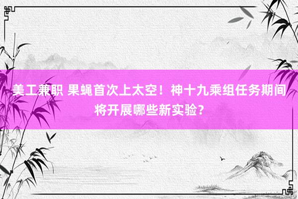 美工兼职 果蝇首次上太空！神十九乘组任务期间将开展哪些新实验？